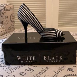 Silver and Black Striped Pumps